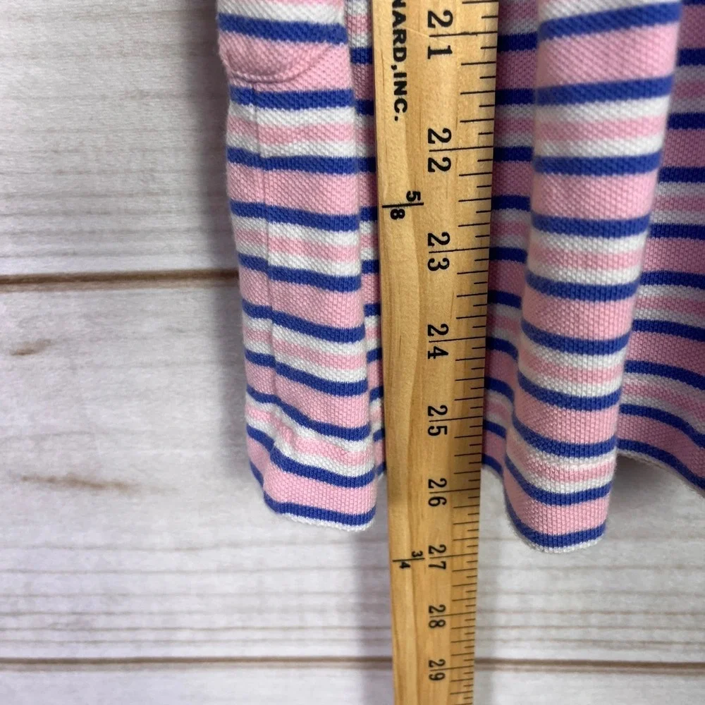 Ralph Lauren Girls Pink Blue Striped Sleeveless Summer Ruffle Polo Dress 6